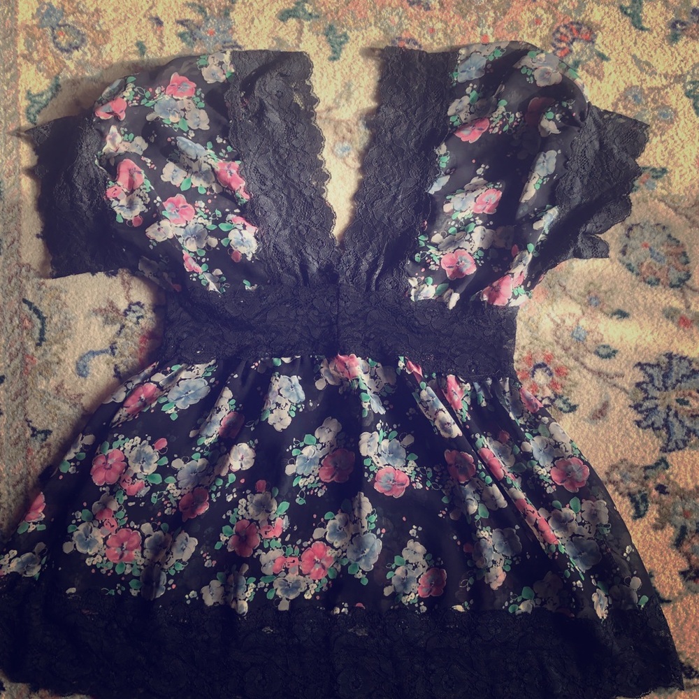 Lace and chiffon top